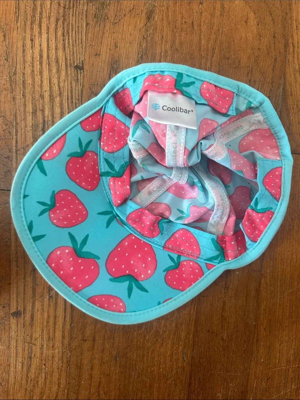 Coolibar Kids Strawberry Sun Hat - Pink on Aqua